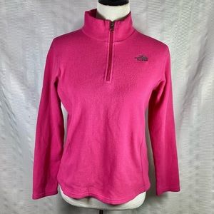The North Face Pink Grey Fleece Pullover Top 1/4 Zip Women’s Small/Girls XL 18